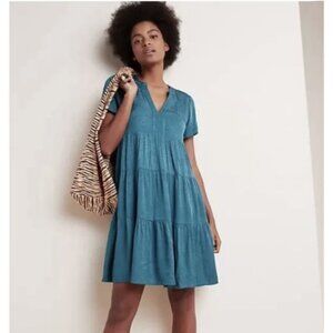 Anthropologie Teal Mini Dress